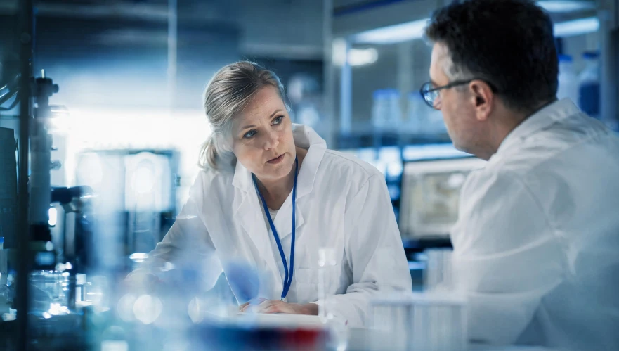 Researchers working in a laboratory